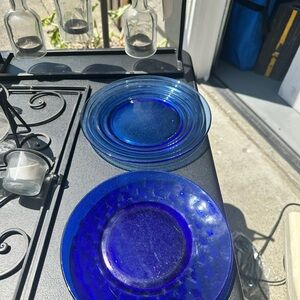 Elegant Blue Glass Dinner Plates